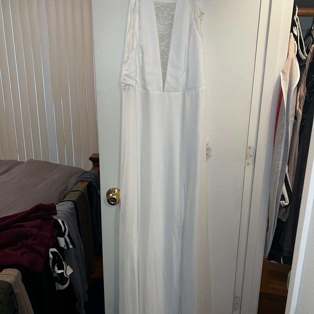 Lulu's White Dress with Lace Panels